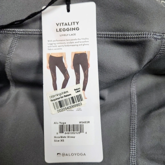 ALO YOGA VITALITY LEGGING LIVELY LACE IN SLATE GLOSSY SIZE XS - Picture 12 of 13